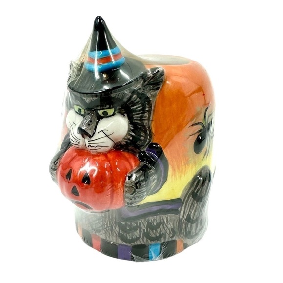 Fitz And Floyd Halloween Essentials Kitty Witches Candle Cat Pumpkin Spider NEW - Picture 9 of 9